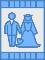 Casamento convite linha preenchidas azul ícone vetor