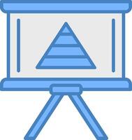 pirâmide gráfico linha preenchidas azul ícone vetor