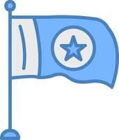bandeira linha preenchidas azul ícone vetor