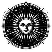 Preto e branco ilustração do a Sol vetor