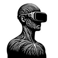 Preto e branco ilustração do vr óculos fone de ouvido vetor