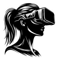 Preto e branco ilustração do vr óculos fone de ouvido vetor