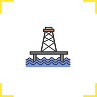 ícone de cor de poço do mar offshore. plataforma de produção de petróleo. ilustração vetorial isolada vetor