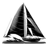 Preto e branco ilustração do uma Navegando barco vetor