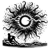 Preto e branco ilustração do a Sol vetor
