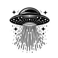 Preto e branco ilustração do a UFO vôo pires vetor