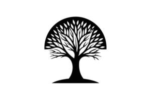 dinâmico pôr do sol árvore ícone minimalista ilustração recortado para logotipo Projeto vetor