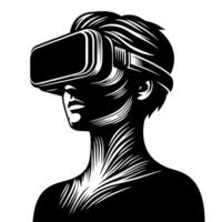 Preto e branco ilustração do vr óculos fone de ouvido vetor