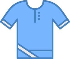 pólo camisa linha preenchidas azul ícone vetor