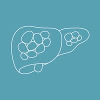humano fígado esboço ícone em azul fundo vetor