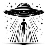 Preto e branco ilustração do a UFO vôo pires vetor