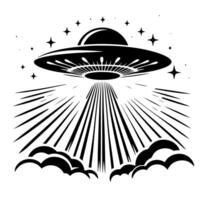 Preto e branco ilustração do a UFO vôo pires vetor