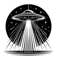 Preto e branco ilustração do a UFO vôo pires vetor