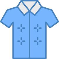 havaiano camisa linha preenchidas azul ícone vetor