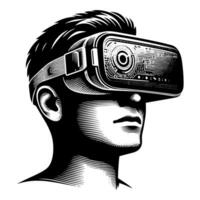 Preto e branco ilustração do vr óculos fone de ouvido vetor