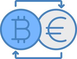 bitcoin trocador linha preenchidas azul ícone vetor