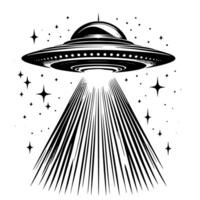 Preto e branco ilustração do a UFO vôo pires vetor