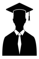 graduado homem silhueta em branco, Educação vetor