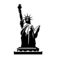 Preto e branco ilustração do a estátua do liberdade passeios turísticos dentro Novo Iorque cidade vetor
