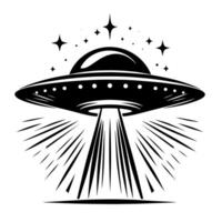 Preto e branco ilustração do a UFO vôo pires vetor