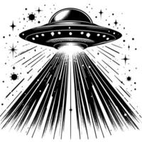 Preto e branco ilustração do a UFO vôo pires vetor