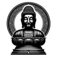 Preto e branco ilustração do uma Buda estátua símbolo vetor