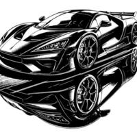 Preto e branco ilustração do uma hipercarro Esportes carro vetor