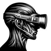 Preto e branco ilustração do vr óculos fone de ouvido vetor