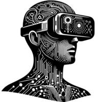 Preto e branco ilustração do vr óculos fone de ouvido vetor