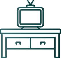 ícone de gradiente de linha de mesa de tv vetor