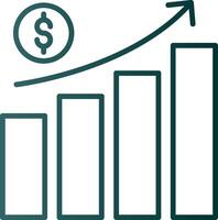 ícone de gradiente de linha de crescimento de dinheiro vetor