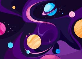 banner com planetas diferentes. vetor