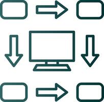ícone de gradiente de linha de fluxo de trabalho vetor