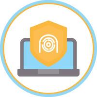 segurança computador portátil impressão digital plano círculo ícone vetor