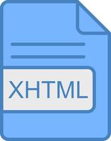 xhtml Arquivo formato linha preenchidas azul ícone vetor