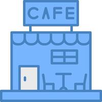 cafeteria linha preenchidas azul ícone vetor