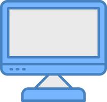 computador linha preenchidas azul ícone vetor