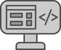 programa codificação linha preenchidas escala de cinza ícone Projeto vetor