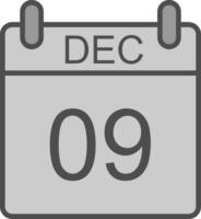 dezembro linha preenchidas escala de cinza ícone Projeto vetor