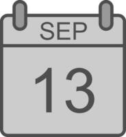 setembro linha preenchidas escala de cinza ícone Projeto vetor