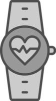 coração taxa monitor linha preenchidas escala de cinza ícone Projeto vetor