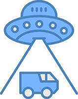 UFO linha preenchidas azul ícone vetor