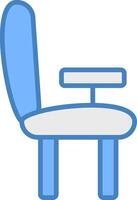 escrivaninha cadeira linha preenchidas azul ícone vetor