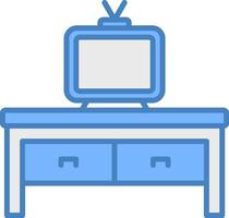 televisão mesa linha preenchidas azul ícone vetor