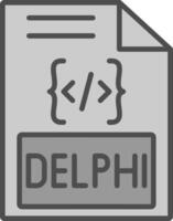Delphi linha preenchidas escala de cinza ícone Projeto vetor