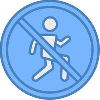 Proibido placa linha preenchidas azul ícone vetor