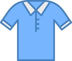 pólo camisa linha preenchidas azul ícone vetor