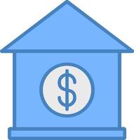 hipoteca empréstimo linha preenchidas azul ícone vetor