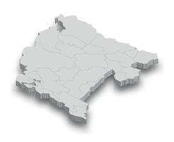 3d Montenegro branco mapa com regiões isolado vetor