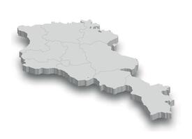 3d Armênia branco mapa com regiões isolado vetor